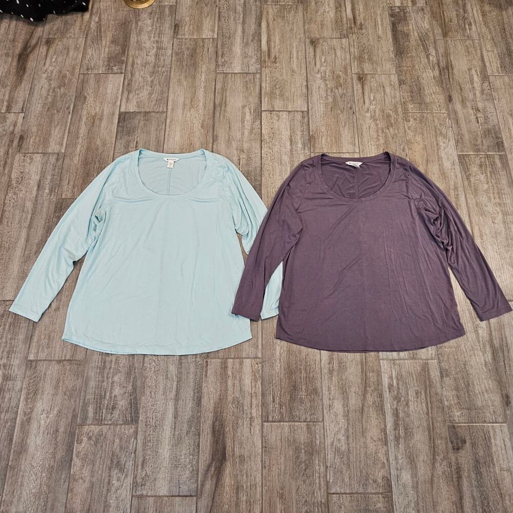 Athleta Stratus II Top Lot of 2 Womens XL Long Sleeve Scoop Neck Performance Tee